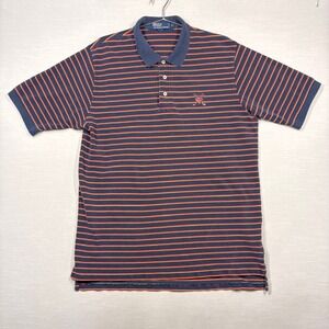 Vintage Polo Ralph Lauren Shirt Men XL Navy Red Yellow Stripe Golf Shield